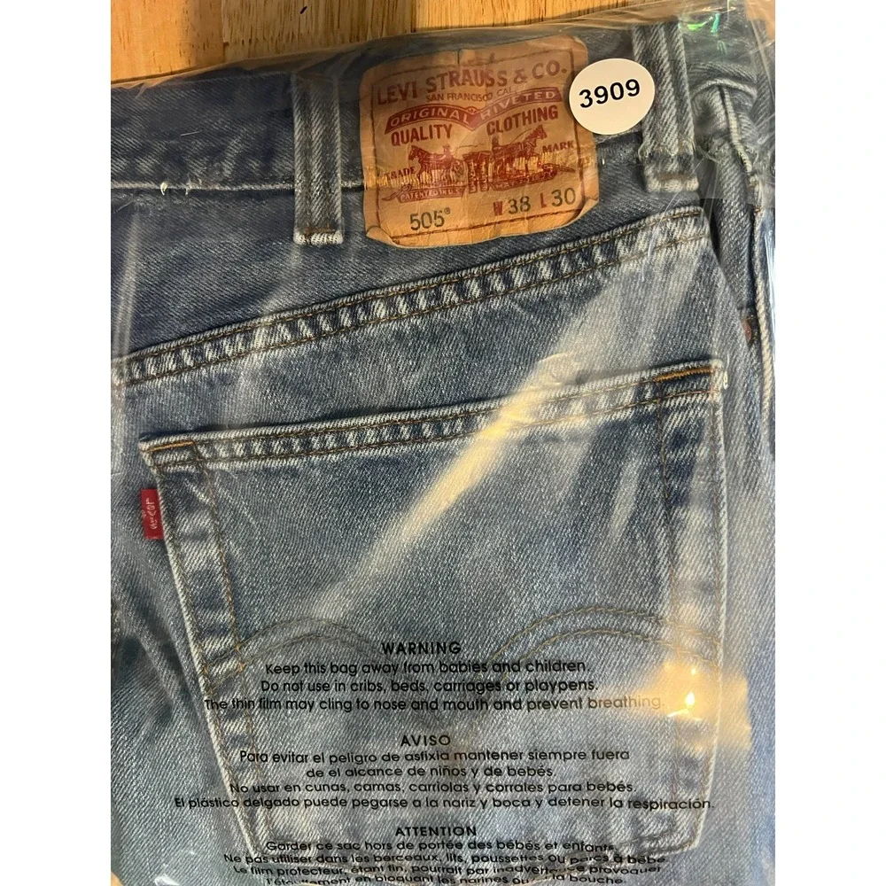 Levis 505 Jeans Mens 38X30 (36x29 Actual) Blue‎ Regular Fit Straight Leg